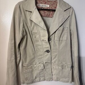 Women's Beige Corduroy Casual Jacket